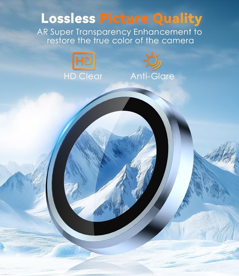 CloudValley for Samsung Galaxy S25 Ultra Camera Lens Protector, 9H Tempered Glass + Aluminum Alloy Individual Lens Protective Ring, [1 Second Installaion] Ultra-HD Glass Cover,Titanium Blue - Image 3